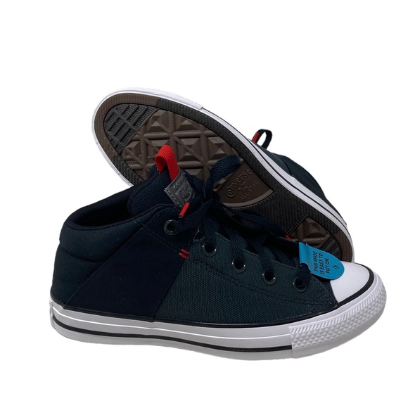 Converse Chuck Taylor Axel Canvas Black Red Mid Top Women Kid Shoe Skate A05424F - Picture 3 of 8